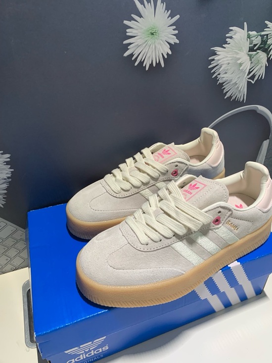 adidas Shoes - adidas Samba Platform Sneakers - Cream & Pink Accents